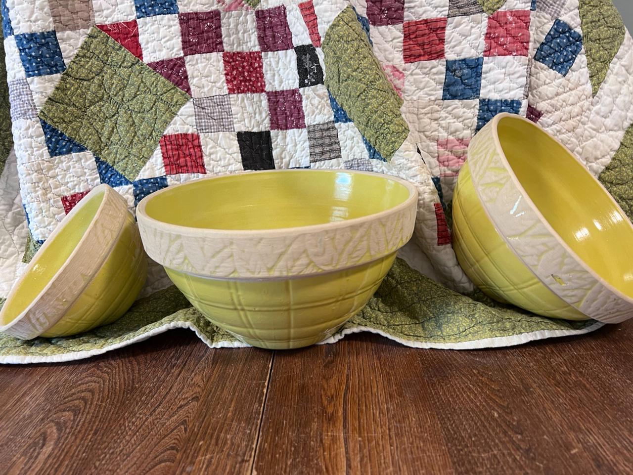 Set of 3 Yellow Clay City Pottery Bowls Powered by Givergy